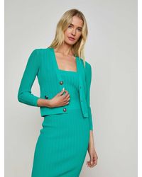 L'Agence - Cardigan En Maille Pointelle Irvin, Lagon/Nickel - Lyst