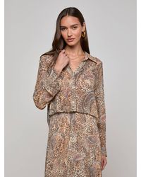 L'Agence - Chemise Cosette, Imprimé Léopard Valencia Marron Et Bleu - Lyst