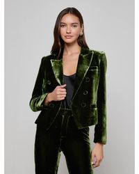 L'Agence - Blazer En Velours Brooke, Foncé - Lyst