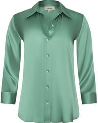 L'Agence - Chemisier En Soie Dani, Vert Malachite - Lyst