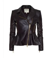 L'Agence - Lyric Leather Peplum Jacket - Lyst