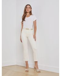 L'Agence - Jean Évasé Court Taille Haute Kendra En Blanc Vintage - Lyst
