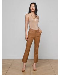 L'Agence - Pantalon Bootcut En Cuir Ketra, Cognac Doux - Lyst