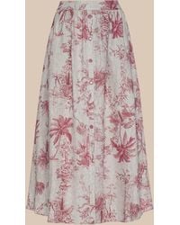 L'Agence - Seina Linen Midi Skirt - Lyst