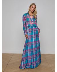 L'Agence - Jupe Longue À Carreaux Patricia, Motif À Carreaux Multicolore - Lyst