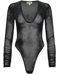 L'Agence - Thalassa Velvet Mesh Bodysuit - Lyst