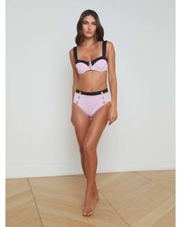 L'Agence - Bas De Bikini Taille Haute Vanessa En Clair/Blanc - Lyst