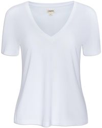 L'Agence - Brianna Cotton V-Neck T-Shirt - Lyst