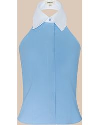 L'Agence - 'Agence Rina Poplin Halter Top - Lyst