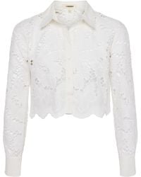 L'Agence - Seychelle Lace Cropped Blouse - Lyst