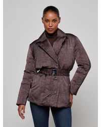 L'Agence - Veste Doudoune Willene, Motif Chevrons Marron - Lyst