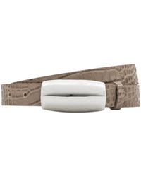 L'Agence - Marlowe Croc-Embossed Leather Belt - Lyst