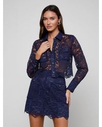 L'Agence - Chemisier En Dentelle Roelle, Bleu Nuit - Lyst