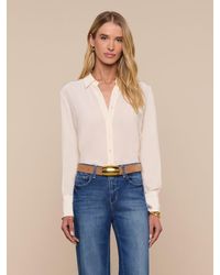 L'Agence - Babette Silk Blouse Top - Lyst