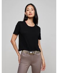 L'Agence - Stormy Cropped Cotton T-Shirt - Lyst