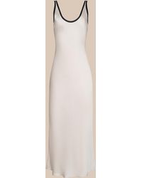 L'Agence - Robe Longue En Satin Akiya, Blanc Vintage/Noir - Lyst
