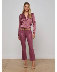 L'Agence - Jean 7/8 Évasé En Denim Enduit Kendra, Enduit Mauve Profond - Lyst