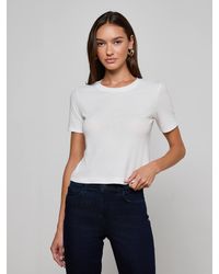 L'Agence - 'Agence Stormy Cropped Cotton T-Shirt - Lyst
