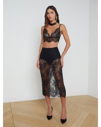 L'Agence - Jupe Crayon En Dentelle Makena, Noir - Lyst