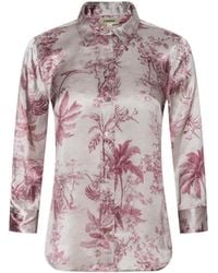 L'Agence - Chemisier En Soie Dani, Nude À Imprimé Toile Texturé Jungle - Lyst