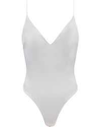 L'Agence - Dara Stretch Satin Bodysuit - Lyst