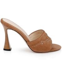 L'Agence - Lille Suede Open-Toe Mule - Lyst