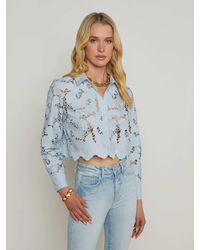 L'Agence - Chemisier Court En Dentelle Seychelle, Bleu Vaporeux - Lyst