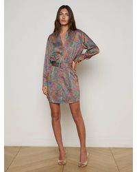 L'Agence - Robe Chemise En Lin Mélangé Demie, Motif Cachemire Santa Fe Multicolore - Lyst