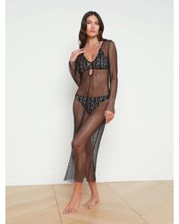 L'Agence - Robe Cache-Maillot En Maille Sara En Noir - Lyst