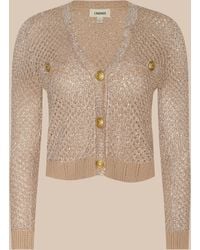 L'Agence - Cardigan À Sequins Blanca, Nude/Doré - Lyst