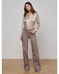 L'Agence - Clayton Coated Wide-Leg Jean - Lyst