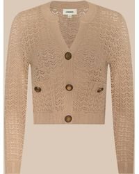 L'Agence - Cardigan En Maille Pointelle Orla, Cappuccino Clair/Doré - Lyst