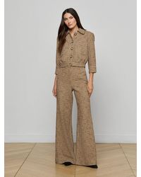 L'Agence - Pantalon Ample En Tweed Pilar, Chai Latte/Noir - Lyst
