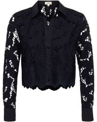 L'Agence - 'Agence Seychelle Cropped Eyelet Blouse Top - Lyst