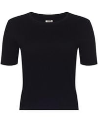 L'Agence - Stormy Cropped Cotton T-Shirt - Lyst