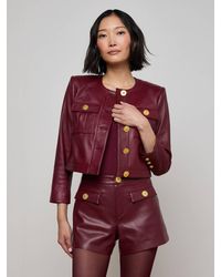 L'Agence - Deidra Cropped Leather Jacket - Lyst