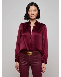 L'Agence - Bianca Silk Blouse Top - Lyst