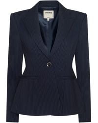 L'Agence - Blazer Therese, Bleu Nuit À Fines Rayures Ivoire - Lyst