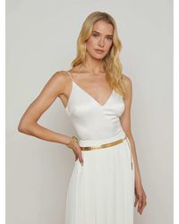 L'Agence - Body En Satin Stretch Dara, Ivoire - Lyst