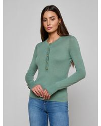 L'Agence - Ronda Knit Henley Top - Lyst