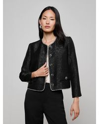 L'Agence - Veste En Tweed À Sequins Zell, Tweed À Sequins Noirs - Lyst
