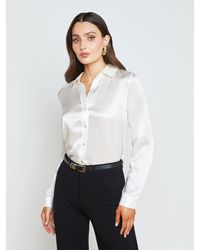 L'Agence - Tyler Silk Blouse - Lyst