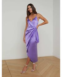 L'Agence - Amilia Silk Wrap Dress - Lyst