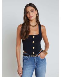 L'Agence - Top Saga En Noir/Doré - Lyst