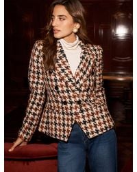 L'Agence - Blazer En Tweed À Imprimé Pied-De-Poule Marie, Motif Pied-De-Poule Noir, Marron Et Crème - Lyst
