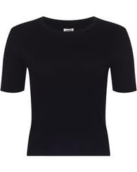 L'Agence - Stormy Cropped Cotton T-Shirt - Lyst