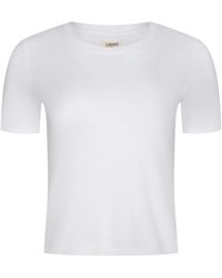 L'Agence - 'Agence Stormy Cropped Cotton T-Shirt - Lyst