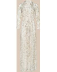 L'Agence - Robe Chemise En Soie Cameron, Blanc Vintage À Motif Cachemire Ton Sur Ton - Lyst