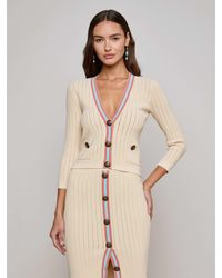 L'Agence - Cardigan Côtelé À Col V - Lyst