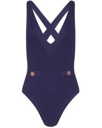 L'Agence - Lisa Plunge One-Piece Swimsuit - Lyst